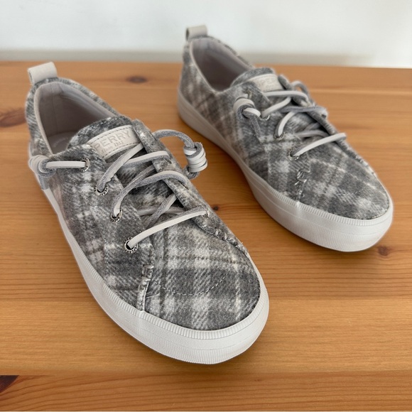 Sperry | Crest Vibe Grey Plaid Wool Blend Sneakers Memory Foam Size 5.5 NWT - Picture 6 of 10